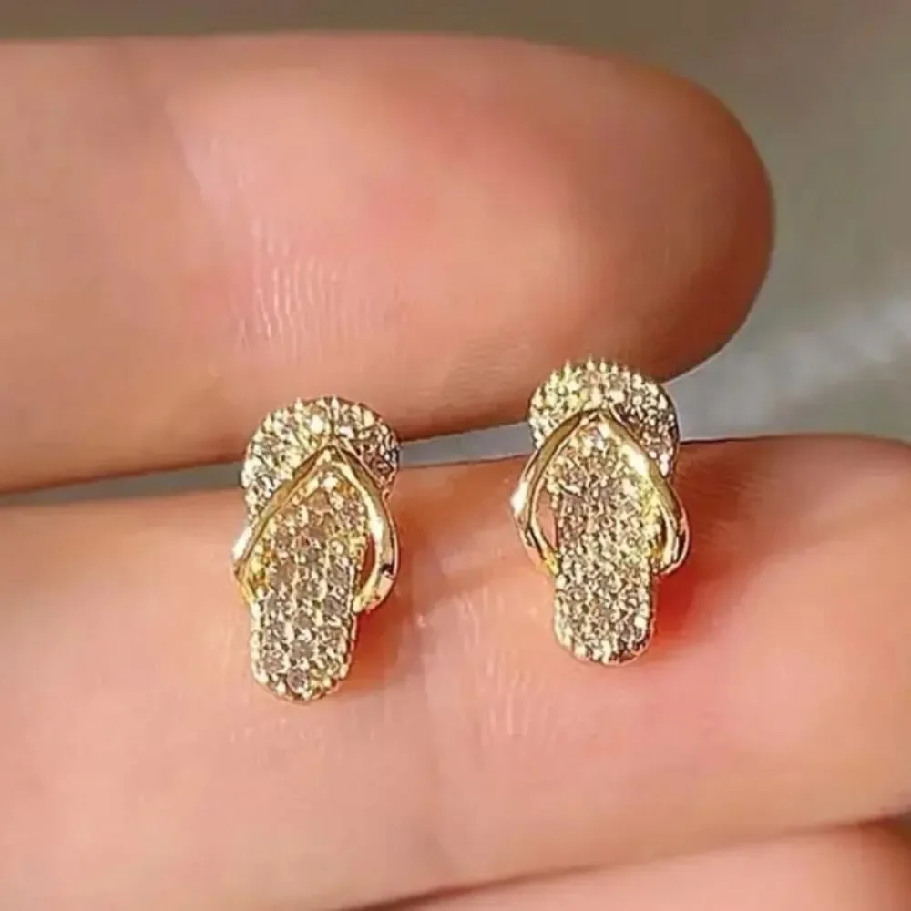Grandest Birch Creative Earrings Stylish Slipper-shaped Gold Tone Earrings